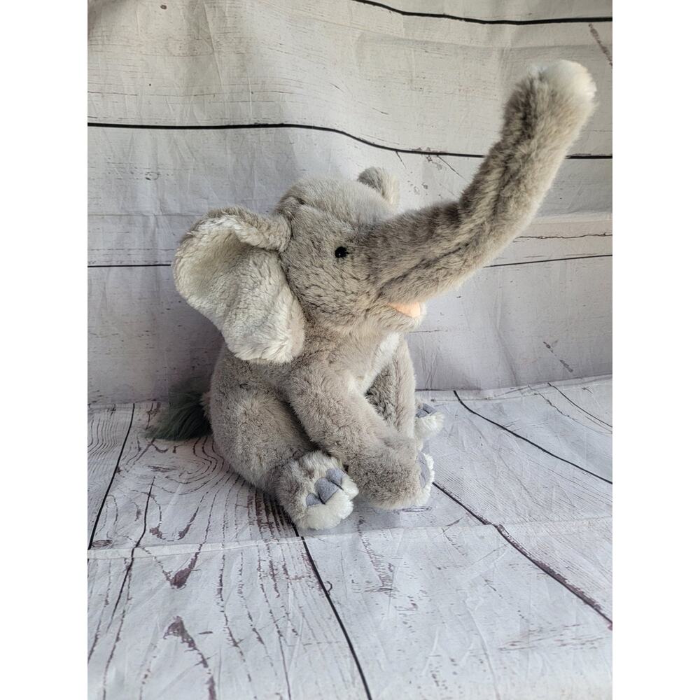 Vintage Fiesta Gray Elephant Plush Stuffed Animal Sitting Toy Floppy Ears 13in